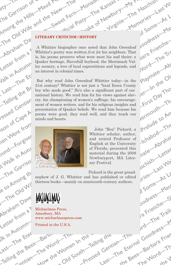 Reading Whittier: A Discovery of Forgotten Poetic Values